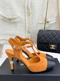 Chanel T-strap double C high-heeled sandals