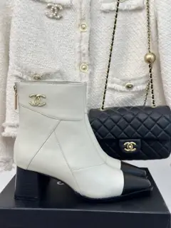 Chanel Double C colorblocked short boots