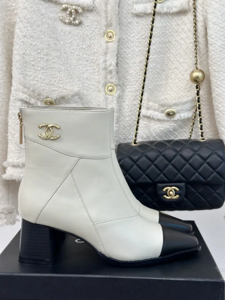 Chanel Double C colorblocked short boots