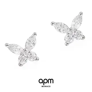 Apm monaco new butterfly horse eye diamond earrings silver