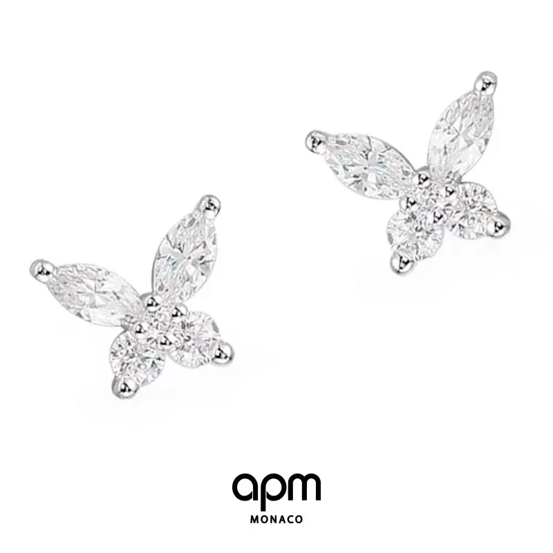 Apm monaco new butterfly horse eye diamond earrings silver