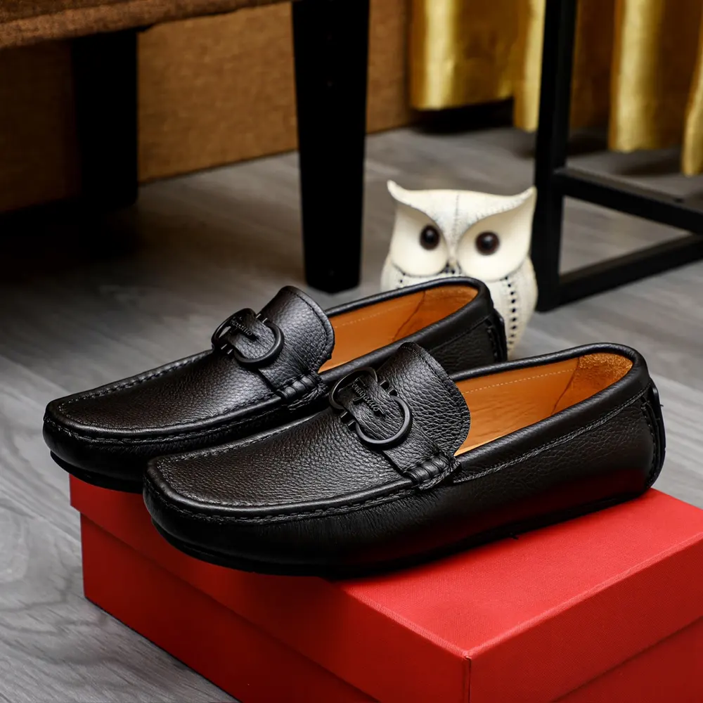 Salvatore Ferragamo formal leather shoes original imported cowhide fabric + water-dyed