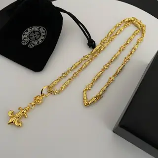 Chrome Hearts Classic Gold Twist Necklace Scout Flower Pendant