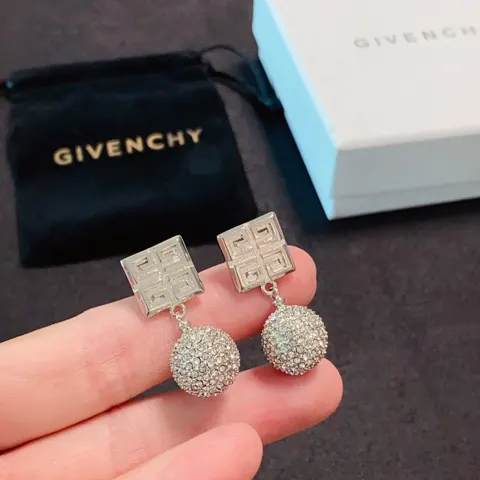 Givenchy diamond-filled sphere round pendant earrings