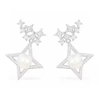 Apm monaco crystal diamond star freshwater pearl earrings