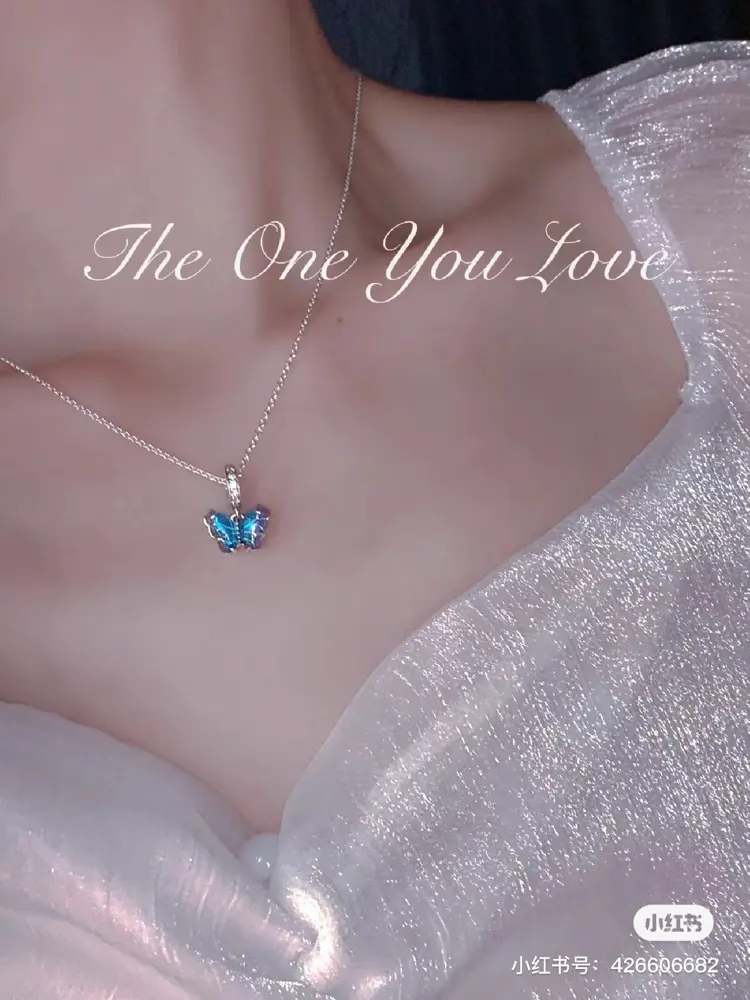 Pandora blue glass butterfly necklace