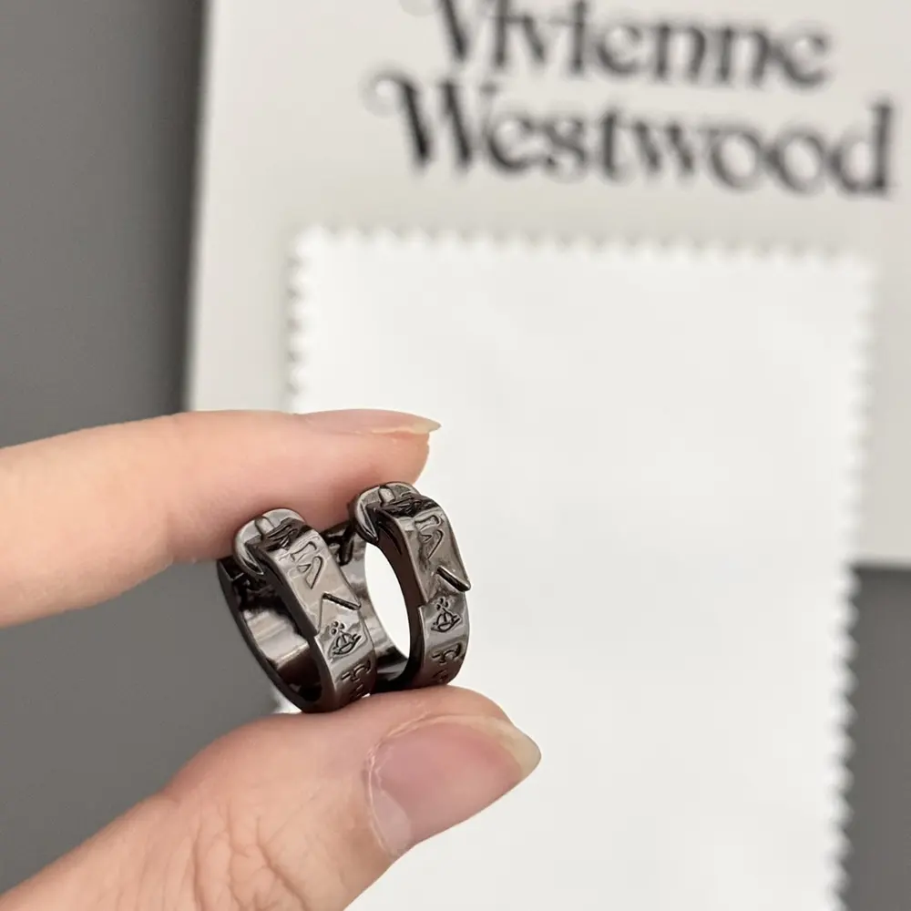 Vivienne Westwood gunmetal-colored hoop earrings
