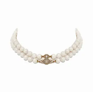 Vivienne Westwood Double Pearl Magnetic Clasp Saturn Necklace