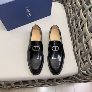 Dior Derby Shoes|Formal leather shoes with leather sole|Crafted with open-edge pearl