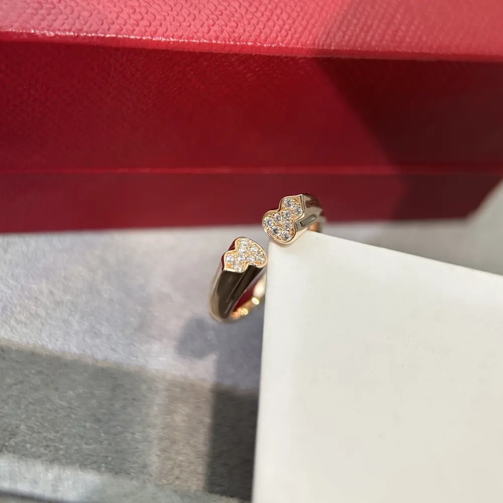 Qeelin Qixi limited edition full diamond double gourd open ring