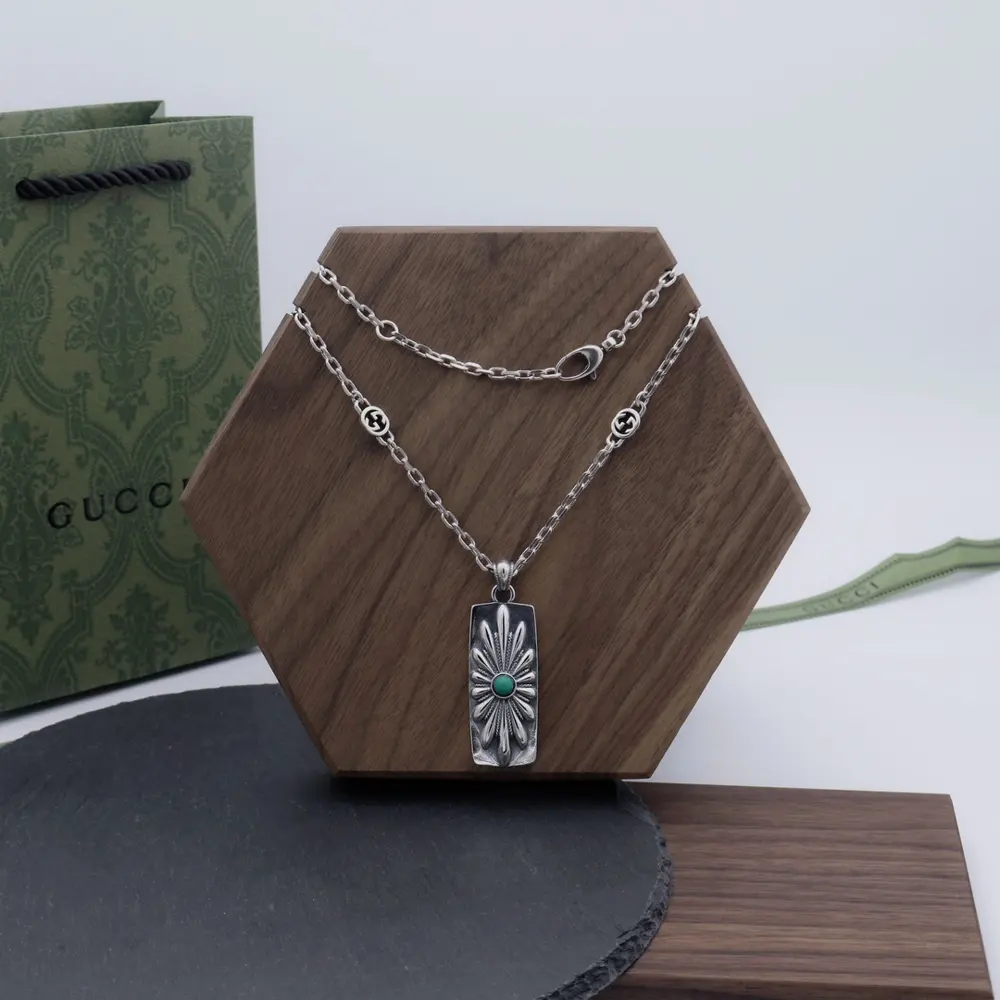 Gucci Vintage Floral Turquoise Pendant Necklace