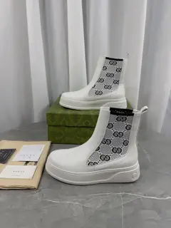 Gucci Thick-soled GG knitted patchwork Chelsea Heels
