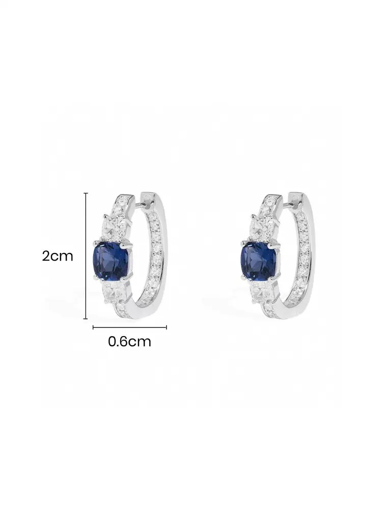 Apm monaco square pavé blue hoop earrings high fashion