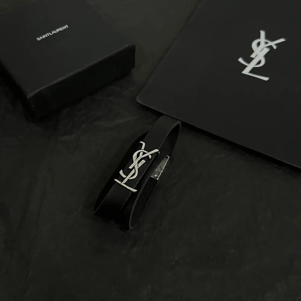 Yves Saint Laurent leather bracelet necklace