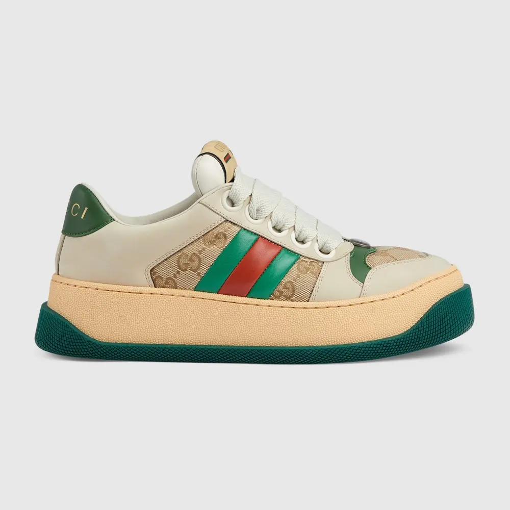 GUCCI Screener series couples Chubby loafers Dirty shoes Chubby double G casual sneakers
