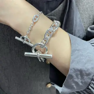Hermès thick chain pig nose bracelet