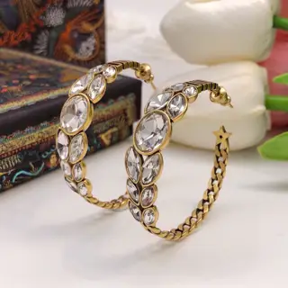 DIOR celebrity-style horse-eye diamond earrings