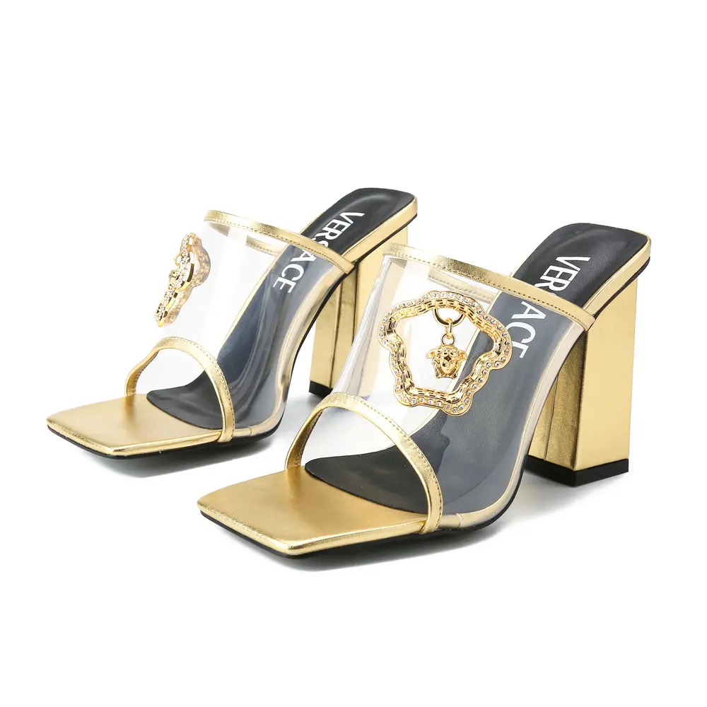 Versace new high-heeled transparent slippers