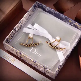 DIOR letter earrings The same brass material as the counter