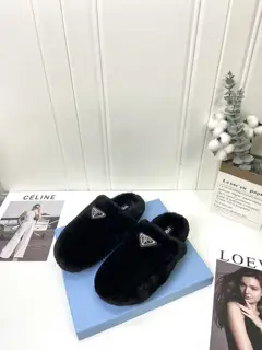 Prada Autumn and Winter Furry Slippers Series