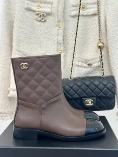 Chanel diamond color matching short boots
