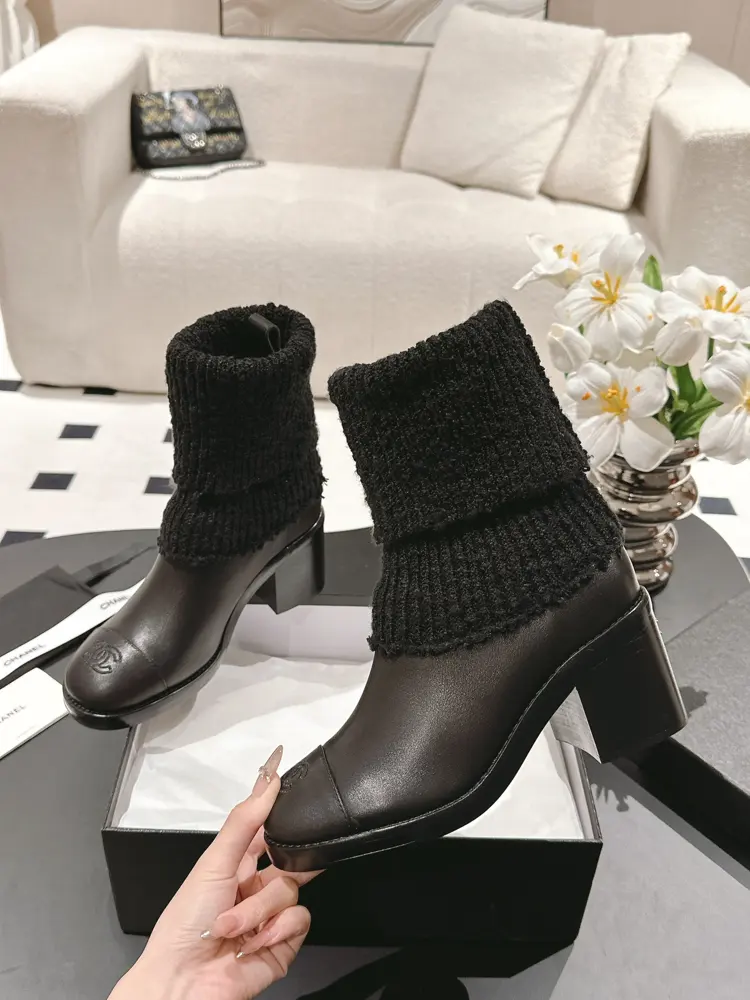Chanel soft knitted sock boots