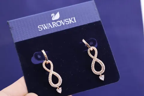 Swarovski Rose Gold Infinity 8 Heart Tassel Earrings