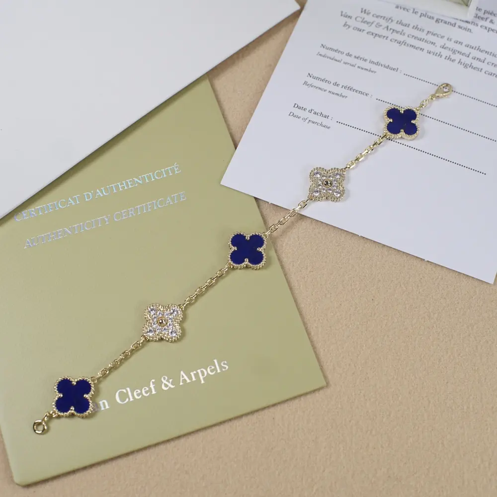 Van Cleef & Arpels Lapis Lazuli Bracelet with Half Diamonds