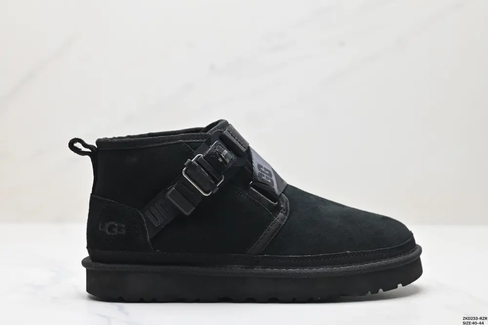 UGG cow suede warm and non-slip Neum buckle style plus velvet ankle snow boots men’s