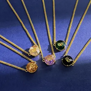 Valentino glossy simple V letter sticker multi-faceted crystal geometric round large single