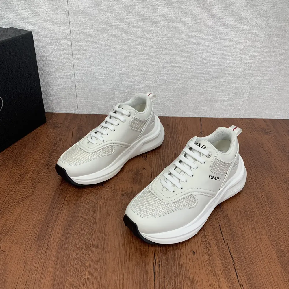 Prada men’s leather and mesh casual sports shoes