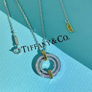 Tiffany 23C new style circle full diamond color necklace simple and elegant versatile no
