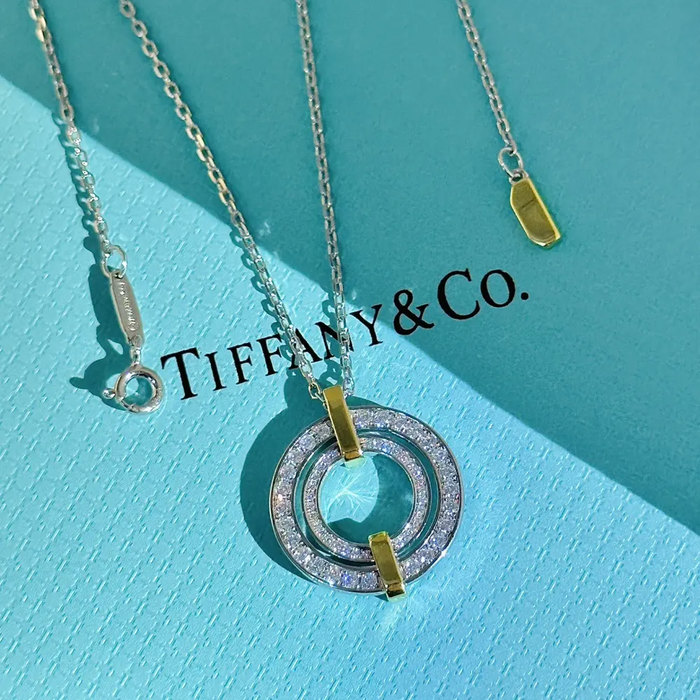 Tiffany 23C new style circle full diamond color necklace simple and elegant versatile no