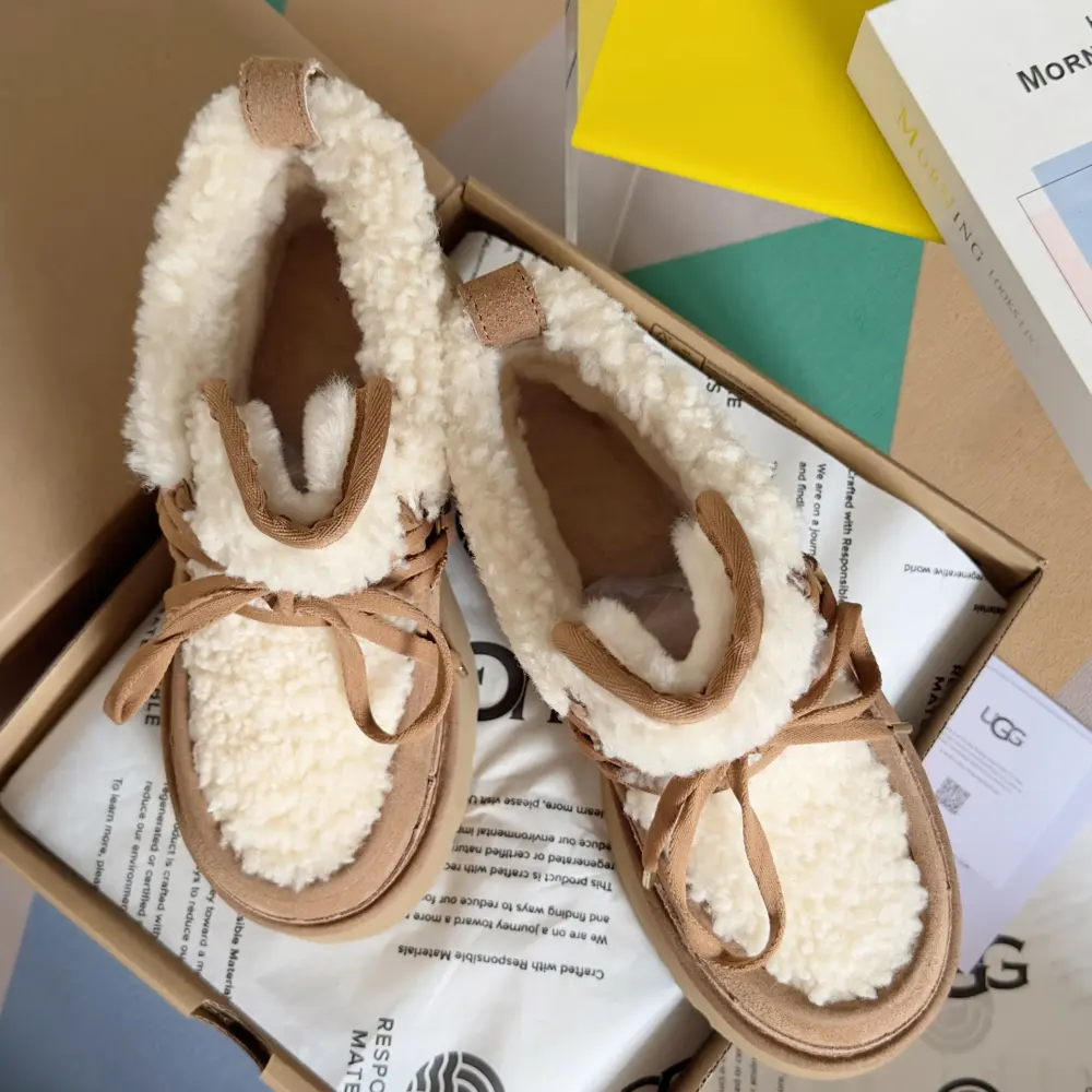 UGG classic thick-soled wedge-heeled lace-up short boots fur boots