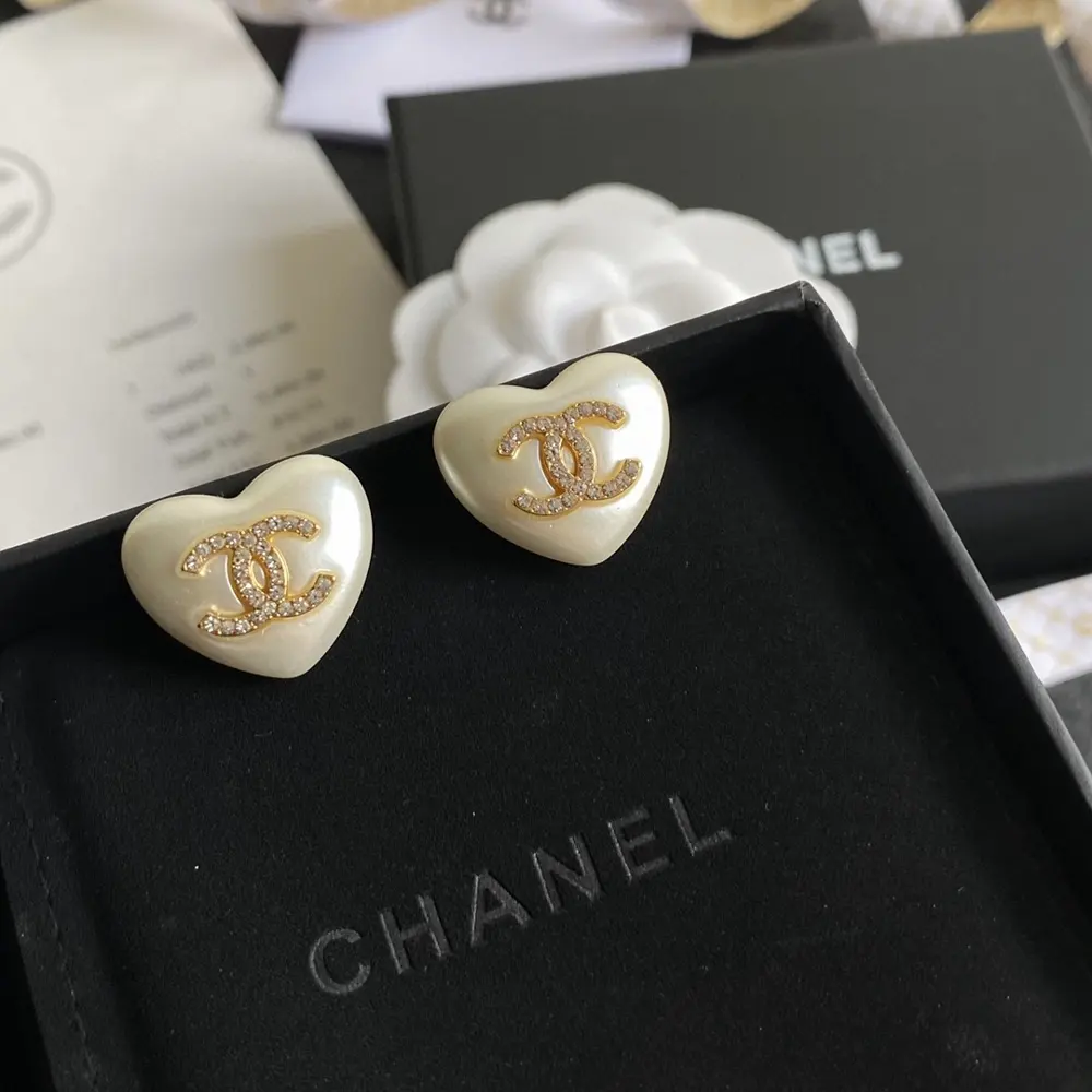 Chanel Small Pearl Heart Earrings