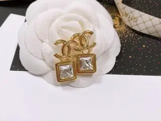 Chanel Tassel Swarovski Square Letter Light Bulb Earrings
