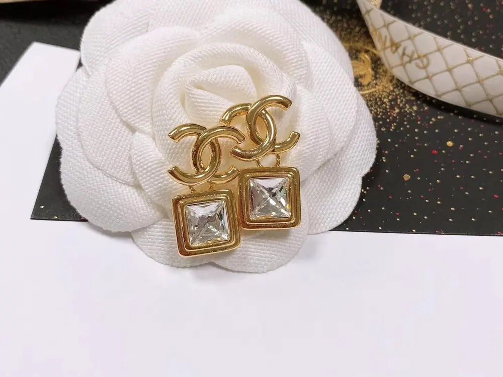 Chanel Tassel Swarovski Square Letter Light Bulb Earrings