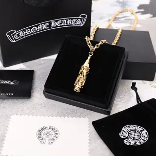 Chrome Hearts gold-plated mini flame cross necklace