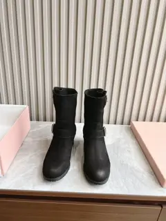 Miumiu 2024 Fall/Winter new retro motorcycle boots