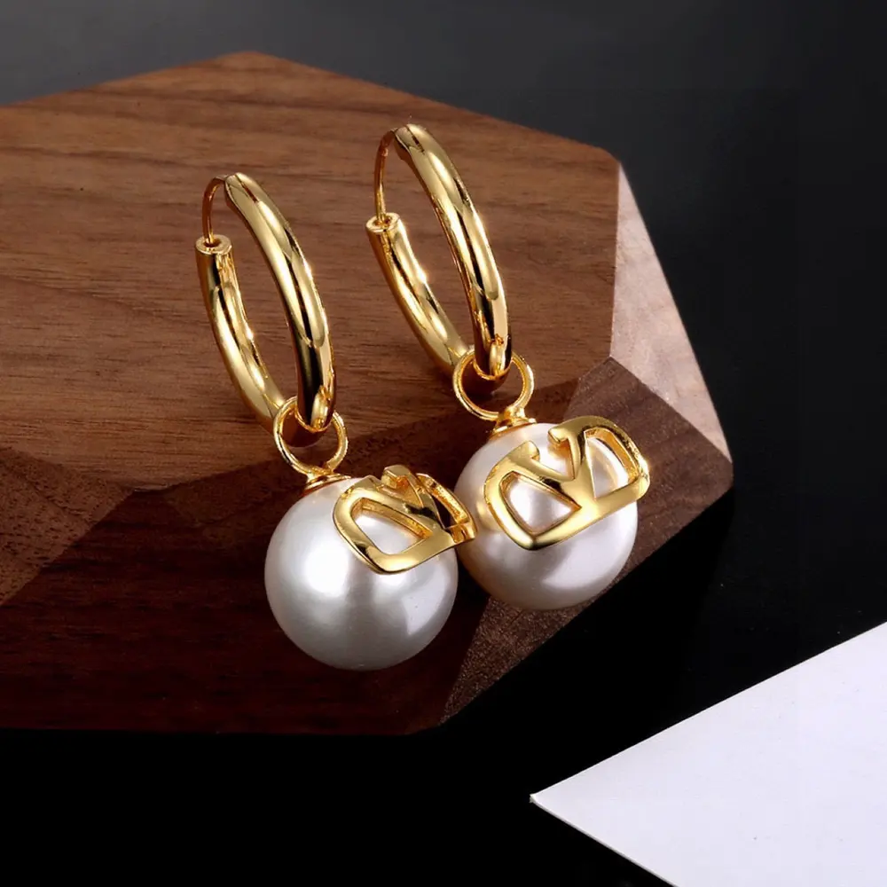 Valentino logo V pearl earrings