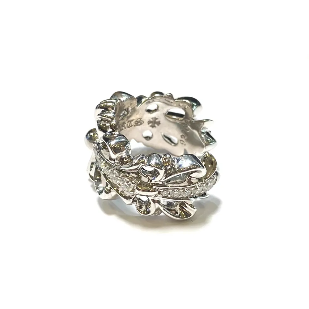 Chrome Hearts fleur-de-lis and diamond ring