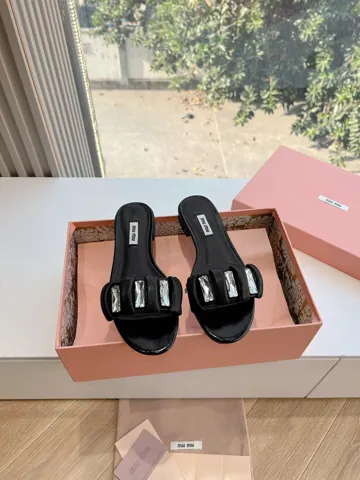 MIUMIU pleated slippers Miu Mi* 2025 spring and summer new original version