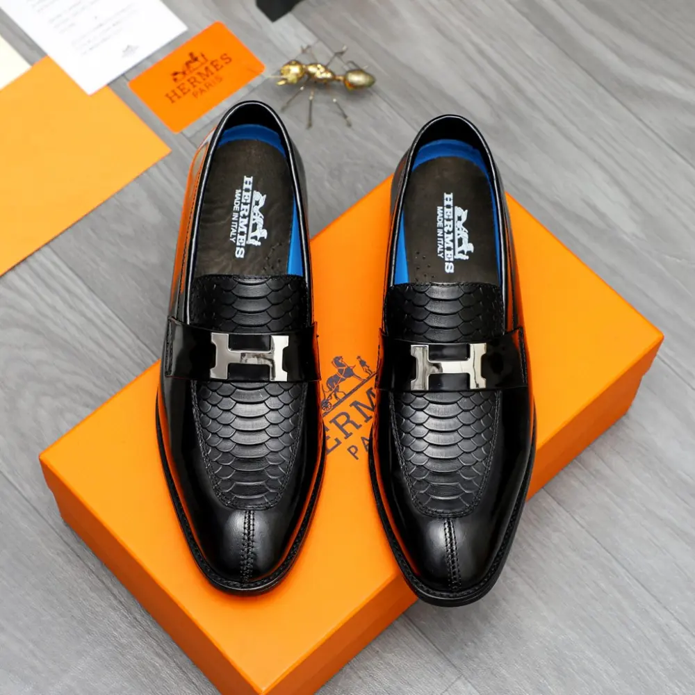 Hermès business formal leather shoes