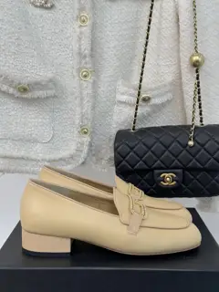 Chanel Double C Chain Buckle Thick Heel Loafers