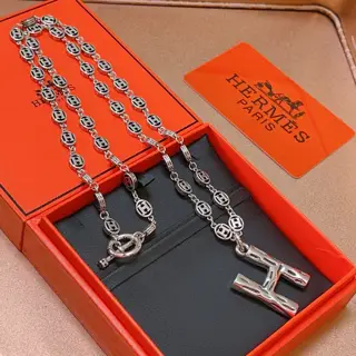 HERMES necklace H disc series jewelry imported and customized. High-end chain classic match