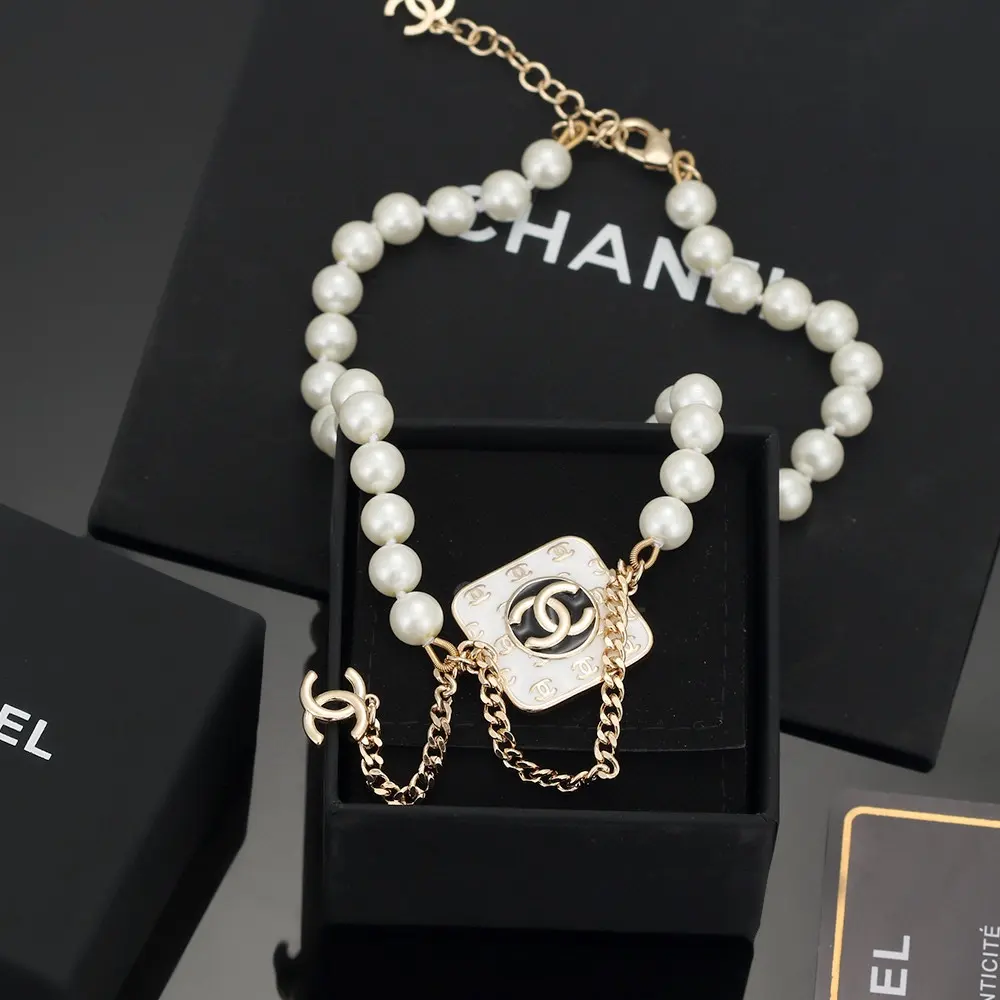 Chanel Square Pearl Necklace