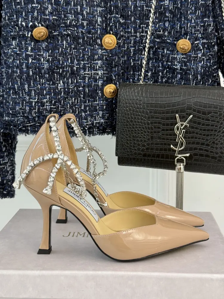 Jimmy Choo|Jimmy Choo classic rhinestone chain high heels