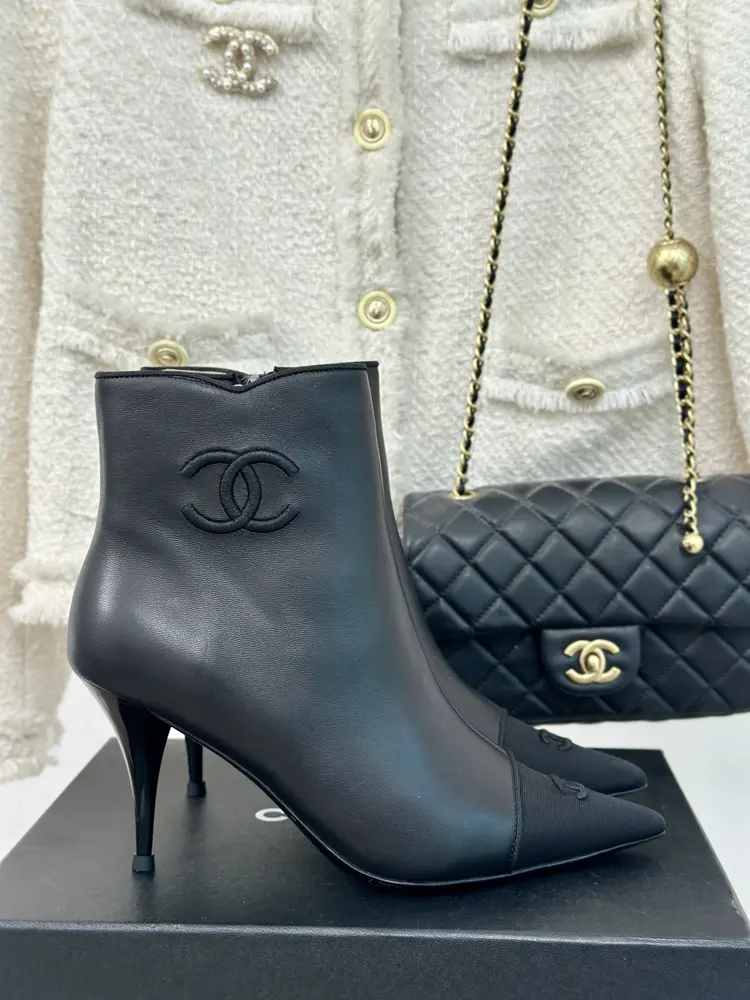 Chanel pointed high-heeled ankle boots