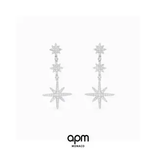 Apm monaco three-star embellished earrings silver-white six-pointed star earrings