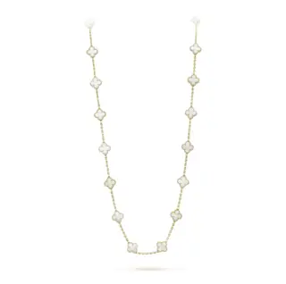 Van Cleef & Arpels High-end white mother-of-pearl 20-flower four-leaf clover necklace